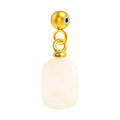 Charm colgante de cuarzo rosa rectangular con bola de acero con goma