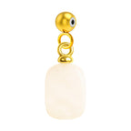 Charm colgante de cuarzo rosa rectangular con bola de acero con goma