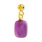 Charm colgante de piedra morada rectangular con bola de acero con goma