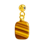 Charm colgante de ojo de tigre rectangular con bola de acero con goma