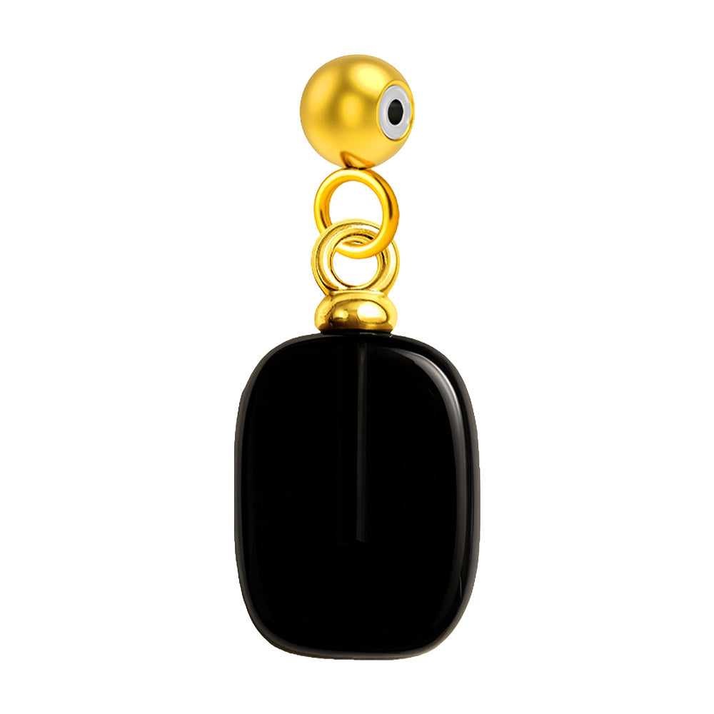 Charm colgante de ónix negro rectangular con bola de acero con goma