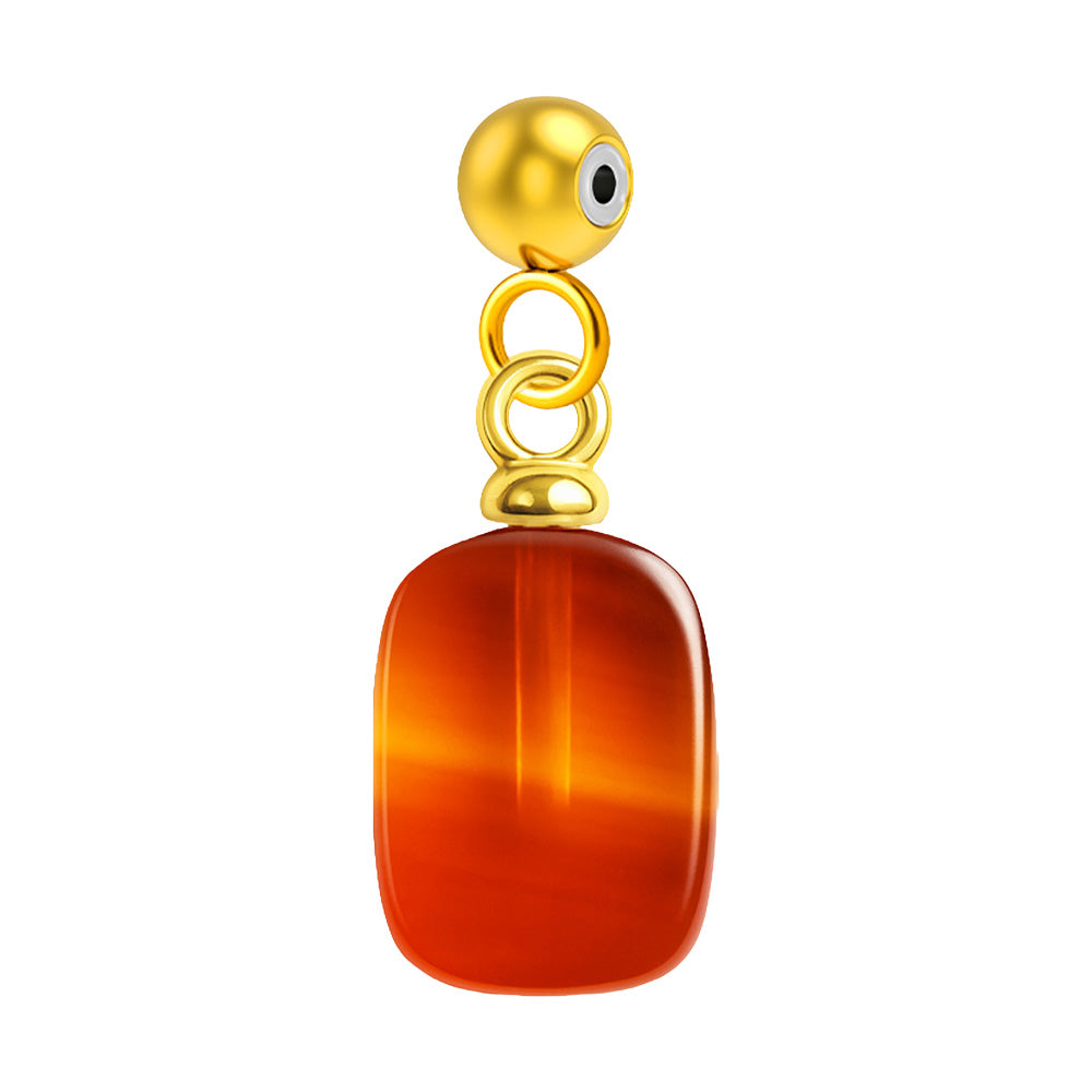 Charm colgante de ágata roja rectangular con bola de acero con goma