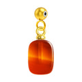 Charm colgante de ágata roja rectangular con bola de acero con goma