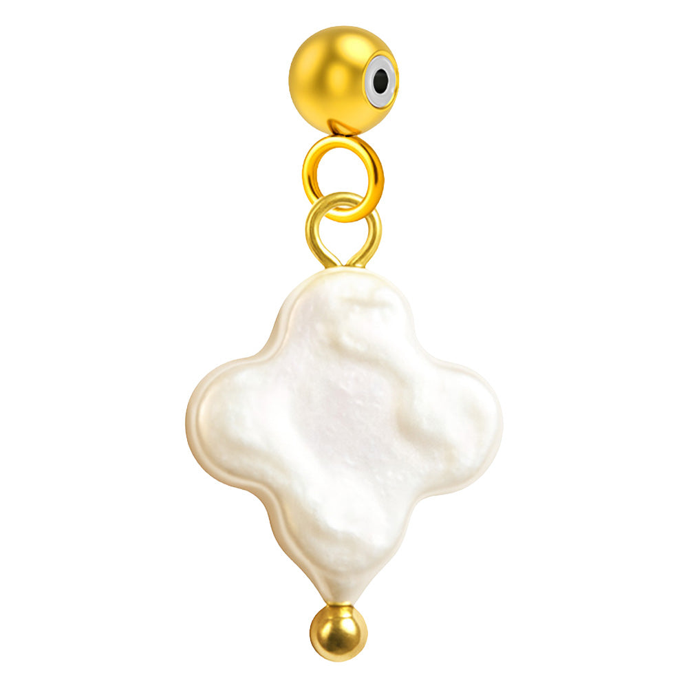 Charm colgante de trébol de nácar con bola de acero con goma