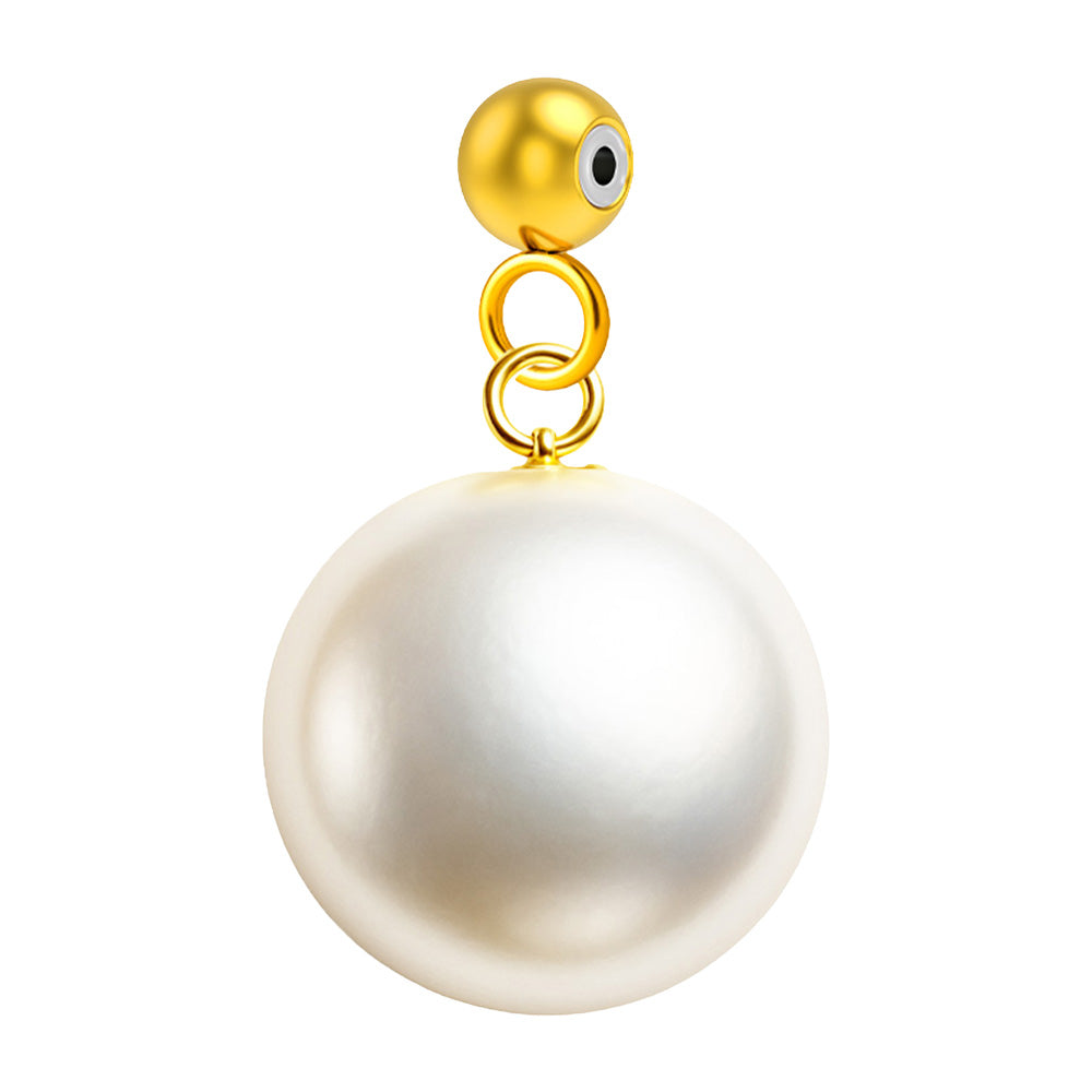 CHARM Acero Dorado Chapado Oro 14 K-con Bola de Goma
