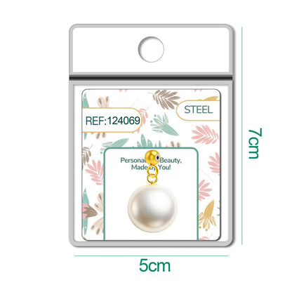 CHARM Acero Dorado Chapado Oro 14 K-con Bola de Goma