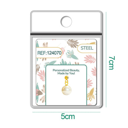 CHARM Acero Dorado Chapado Oro 14 K-con Bola de Goma