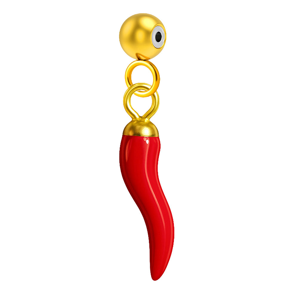 Charm colgante de guindilla roja con bola de acero con goma