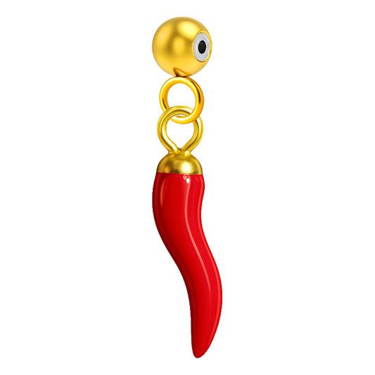 CHARM Acero Dorado Chapado Oro 14 K-con Bola de Goma