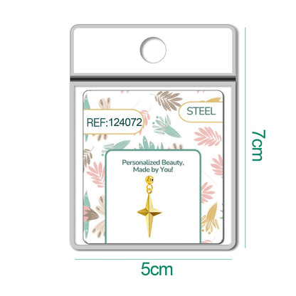 CHARM Acero Dorado Chapado Oro 14 K-con Bola de Goma