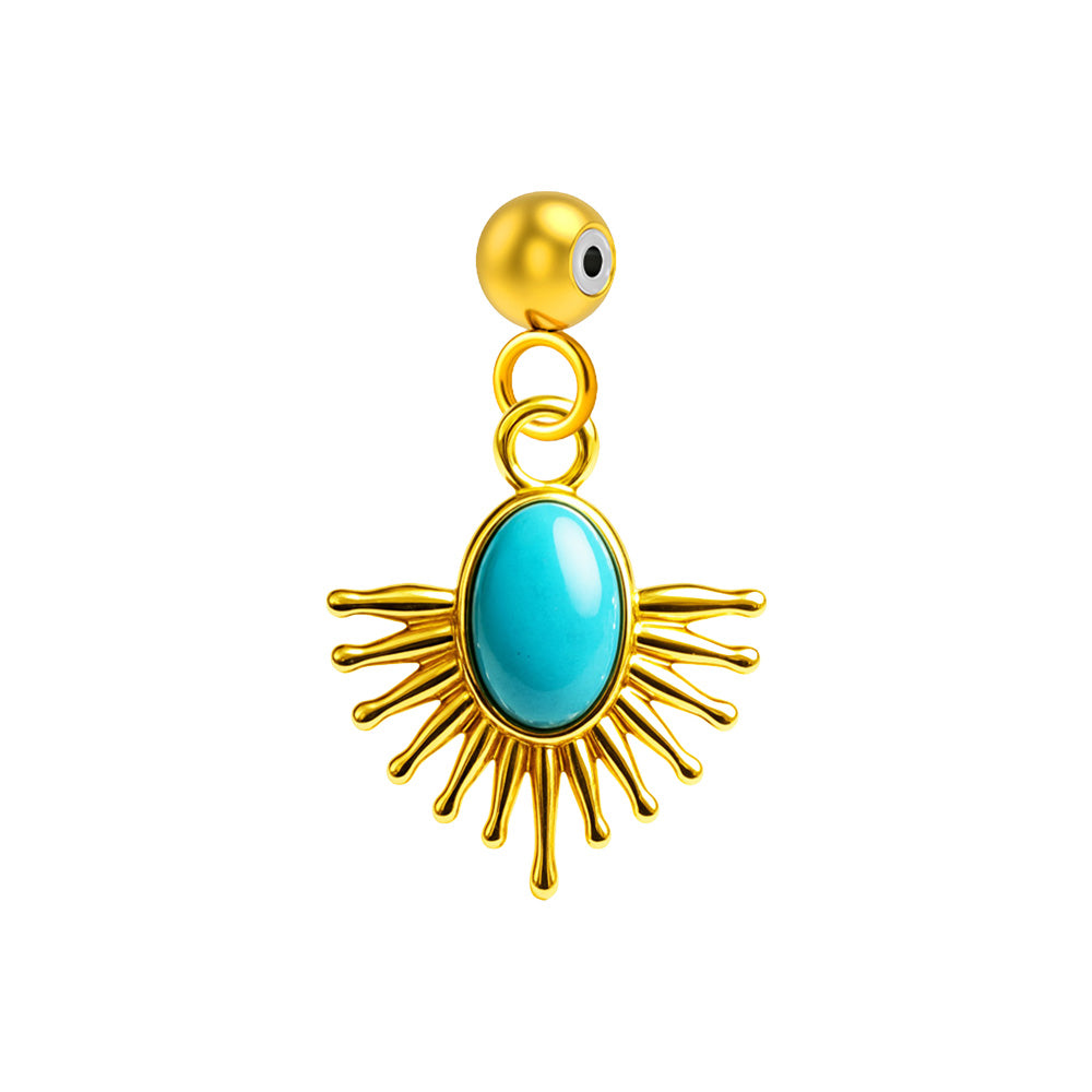 Charm colgante de sol turquesa con bola de acero con goma