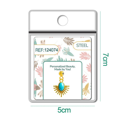 CHARM Acero Dorado Chapado Oro 14 K-con Bola de Goma