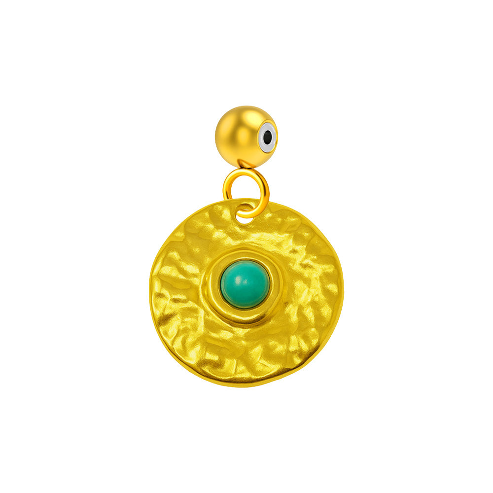 Charm colgante de medallón turquesa con bola de acero con goma