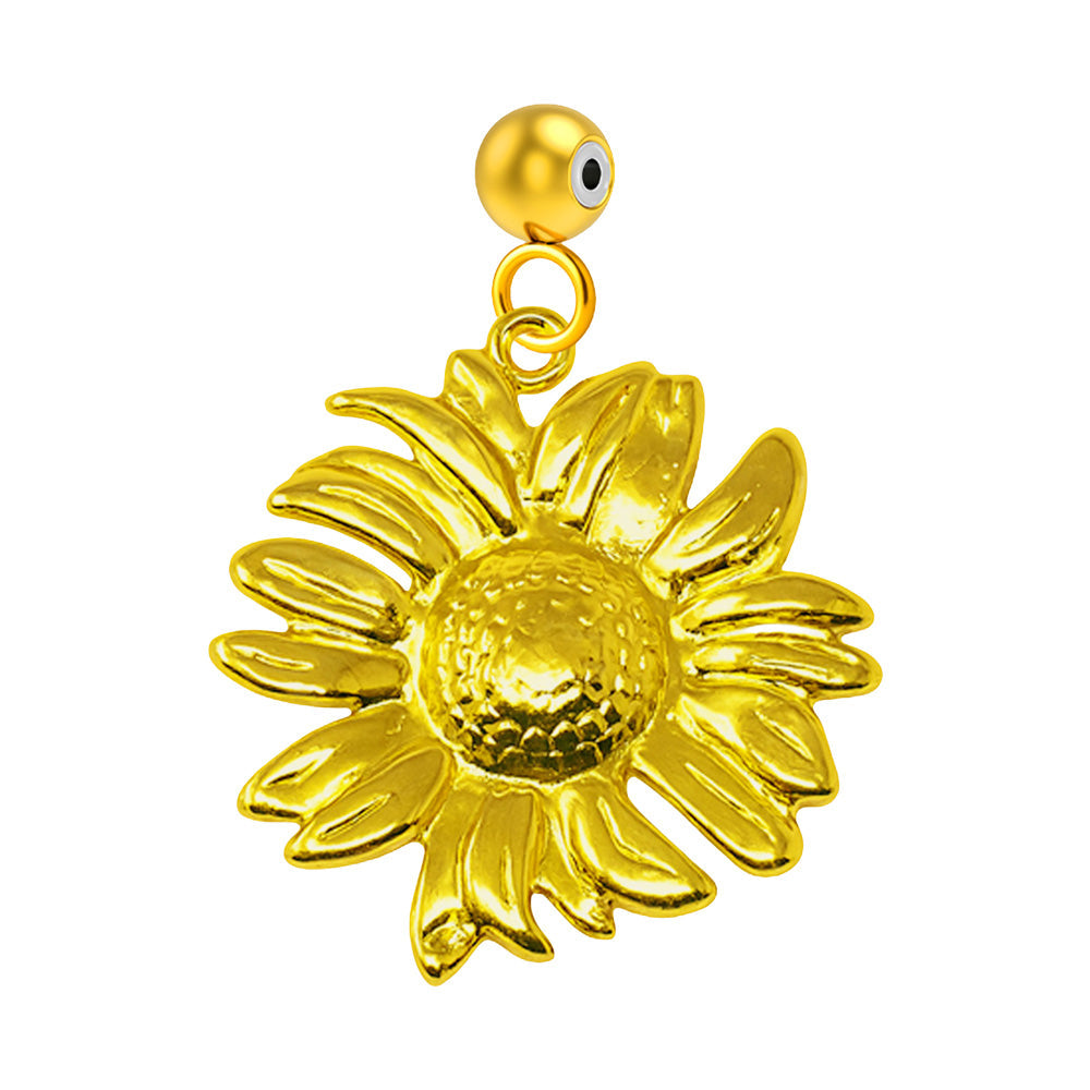 CHARM Acero Dorado Chapado Oro 14 K-con Bola de Goma