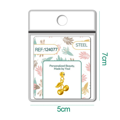 CHARM Acero Dorado Chapado Oro 14 K-con Bola de Goma