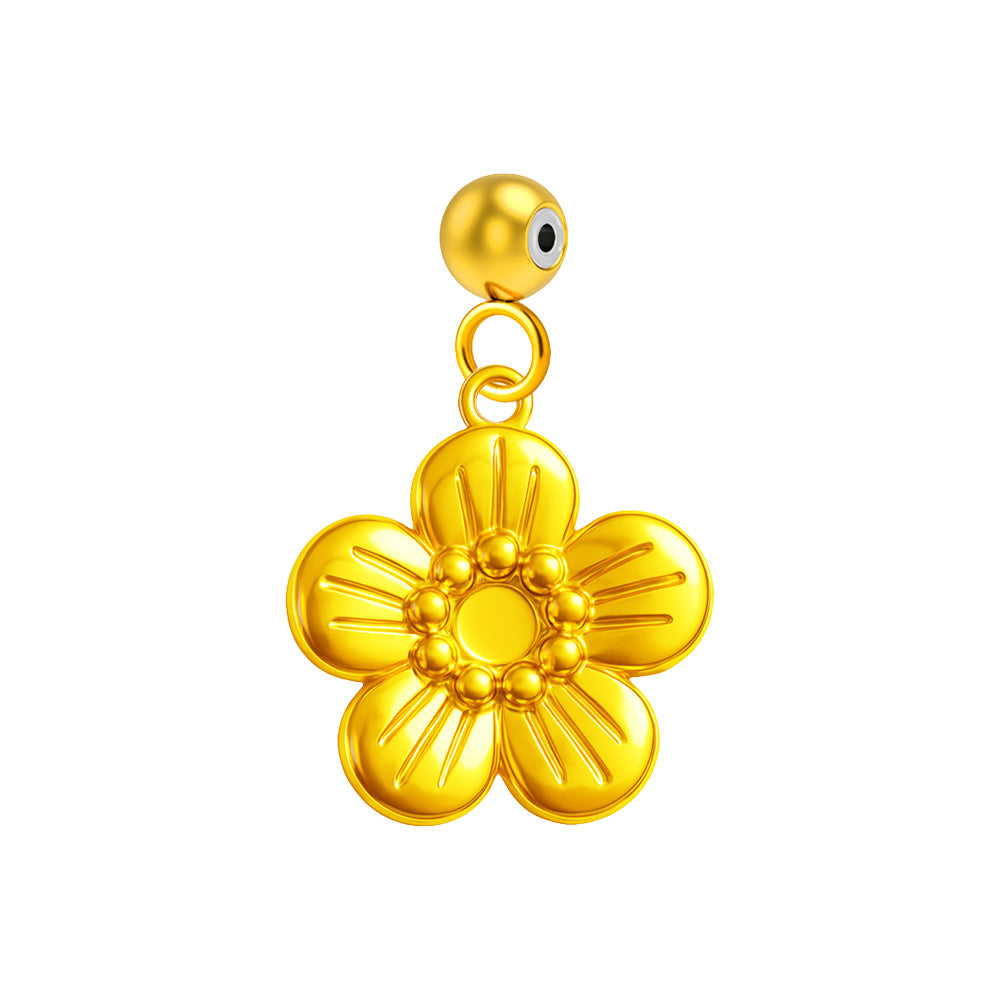 CHARM Acero Dorado Chapado Oro 14 K-con Bola de Goma