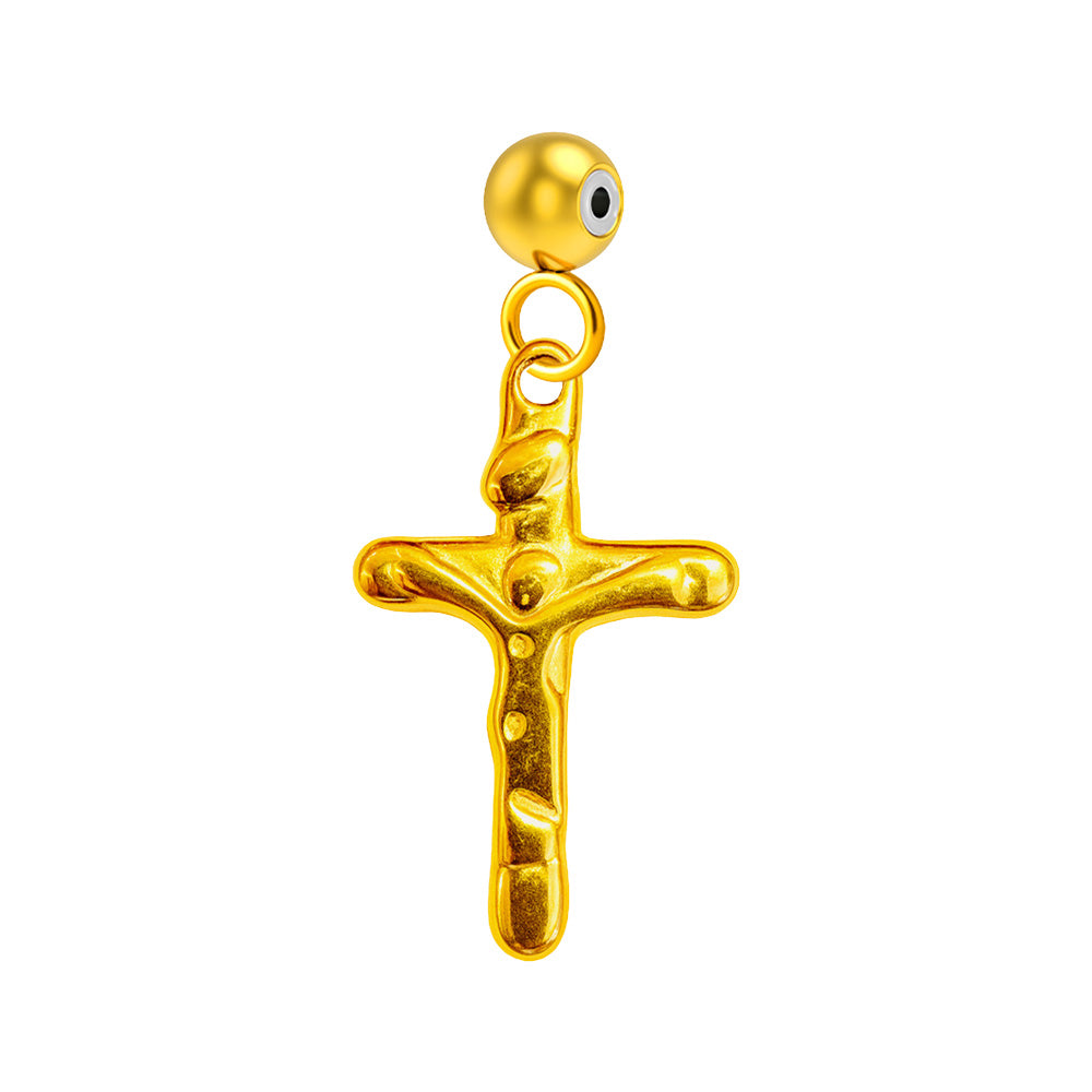 Charm colgante de cruz con bola de acero con goma