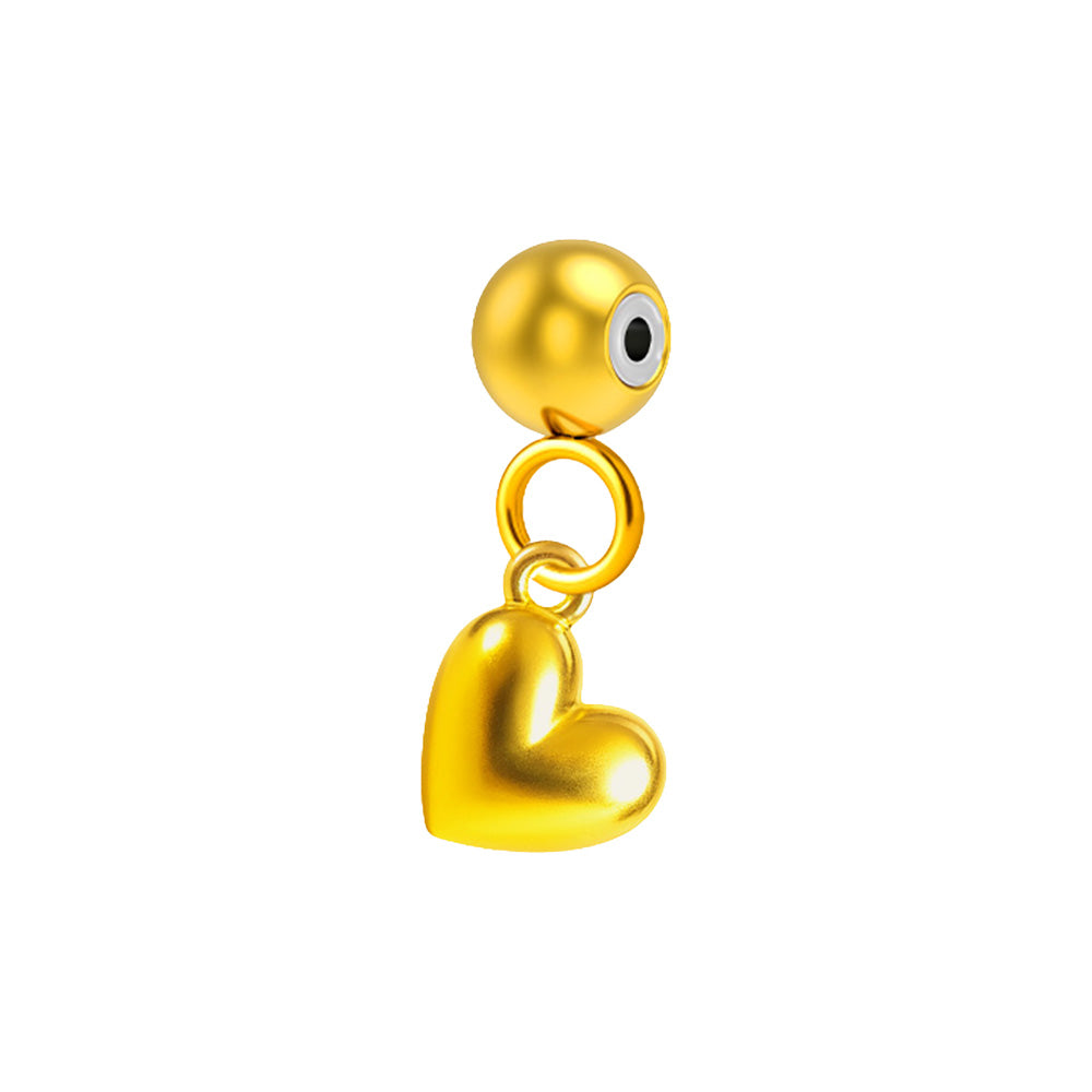 Charm colgante de corazón liso con bola de acero con goma