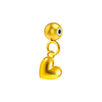 Charm colgante de corazón liso con bola de acero con goma