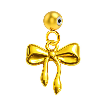 CHARM Acero Dorado Chapado Oro 14 K-con Bola de Goma