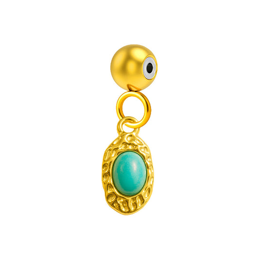 CHARM Acero Dorado Chapado Oro 14 K-con Bola de Goma