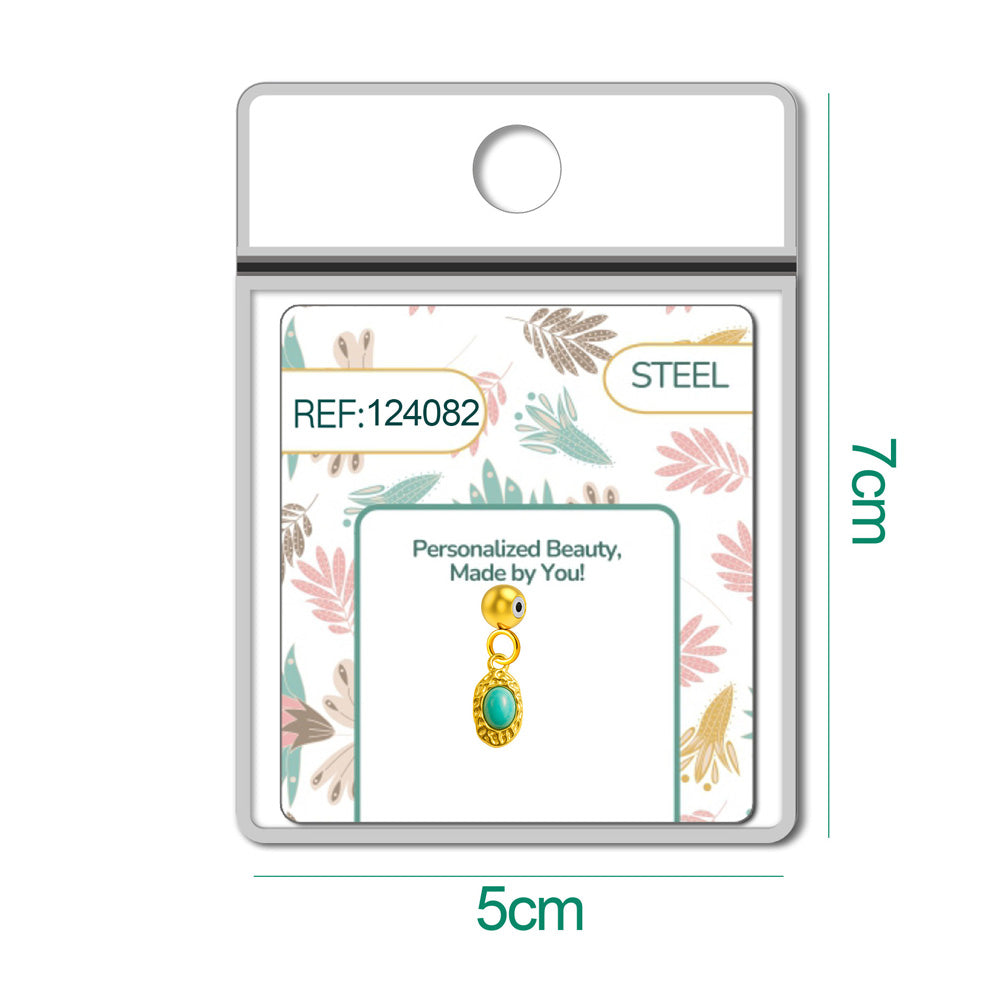 CHARM Acero Dorado Chapado Oro 14 K-con Bola de Goma