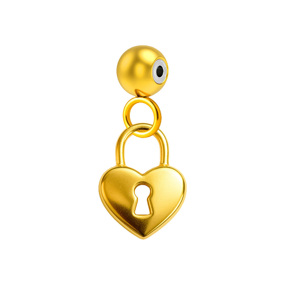 CHARM Acero Dorado Chapado Oro 14 K-con Bola de Goma