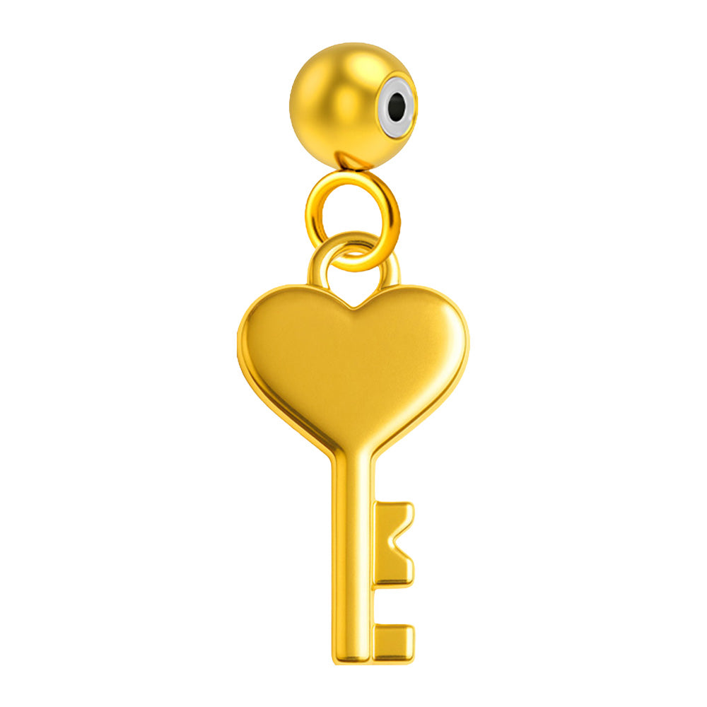 CHARM Acero Dorado Chapado Oro 14 K-con Bola de Goma