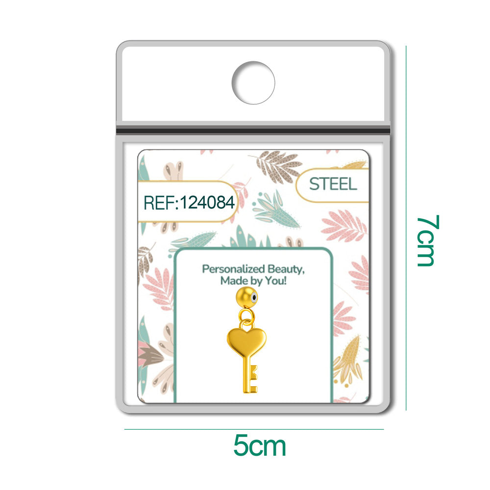 CHARM Acero Dorado Chapado Oro 14 K-con Bola de Goma