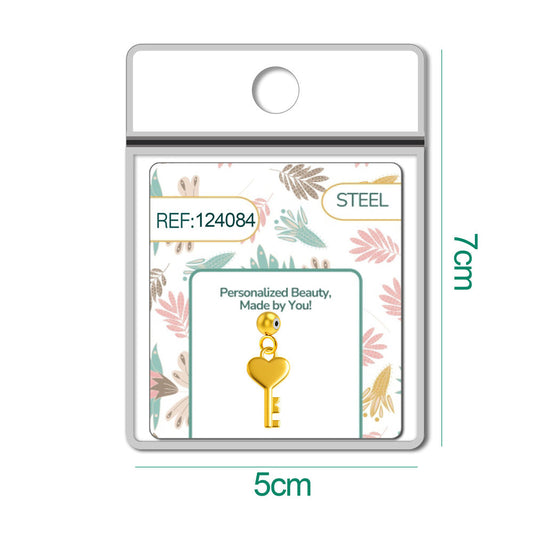 CHARM Acero Dorado Chapado Oro 14 K-con Bola de Goma - cotigo