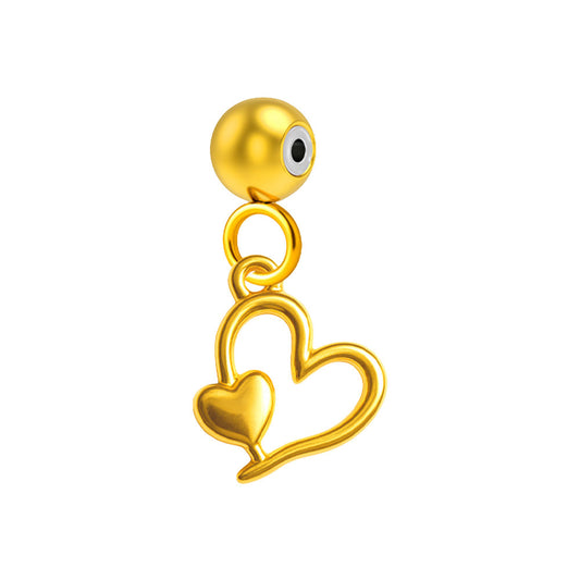 CHARM Acero Dorado Chapado Oro 14 K-con Bola de Goma