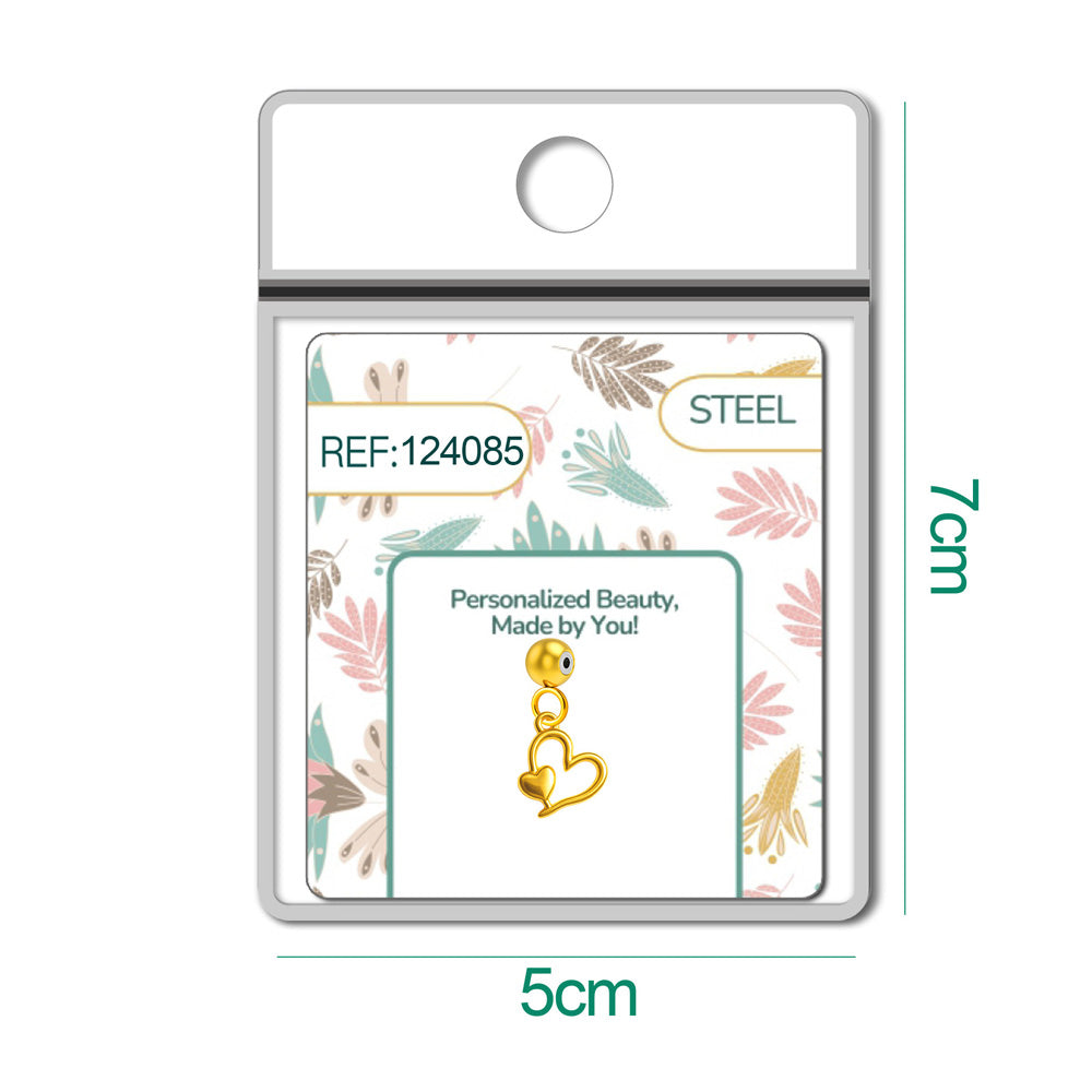 CHARM Acero Dorado Chapado Oro 14 K-con Bola de Goma