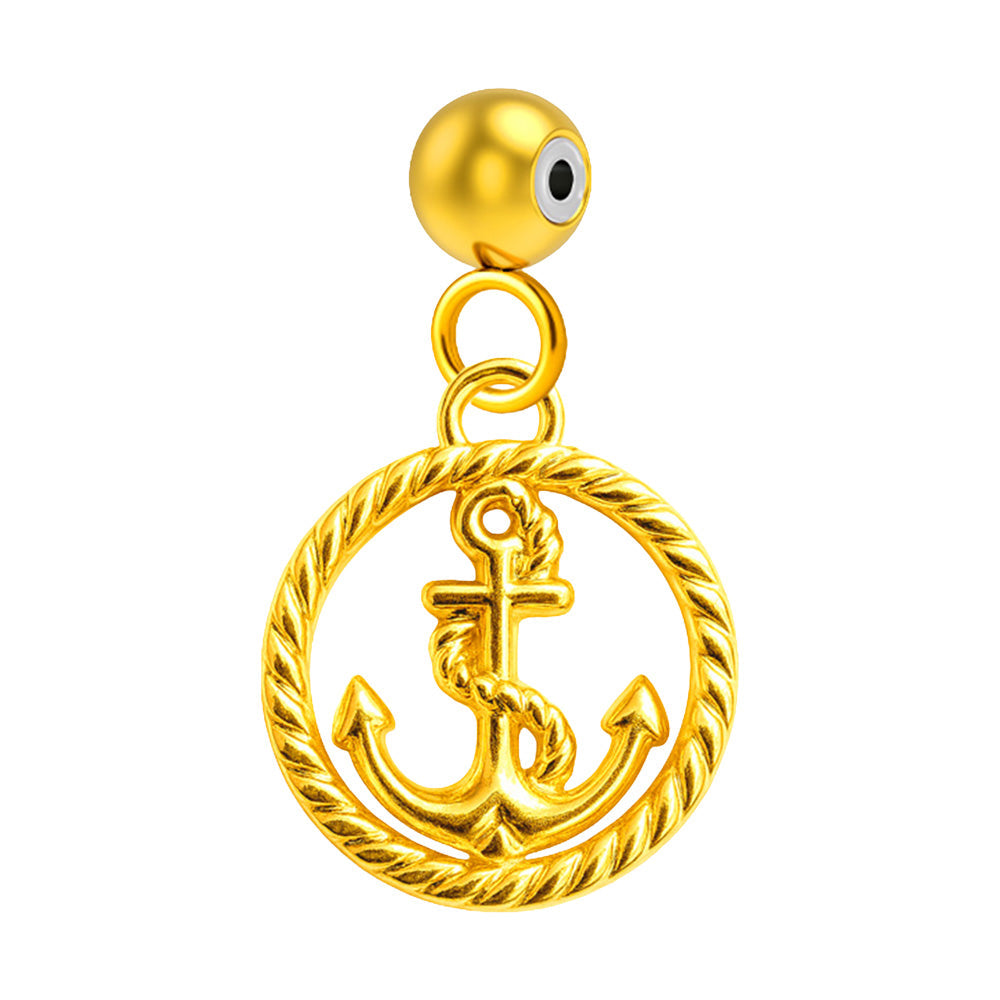 CHARM Acero Dorado Chapado Oro 14 K-con Bola de Goma