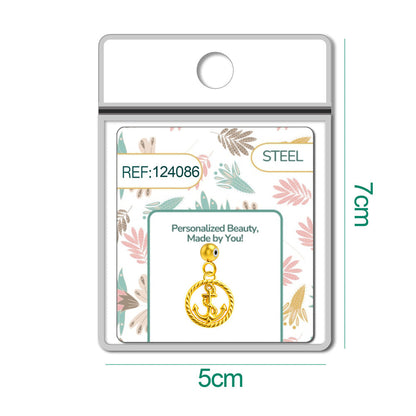 CHARM Acero Dorado Chapado Oro 14 K-con Bola de Goma