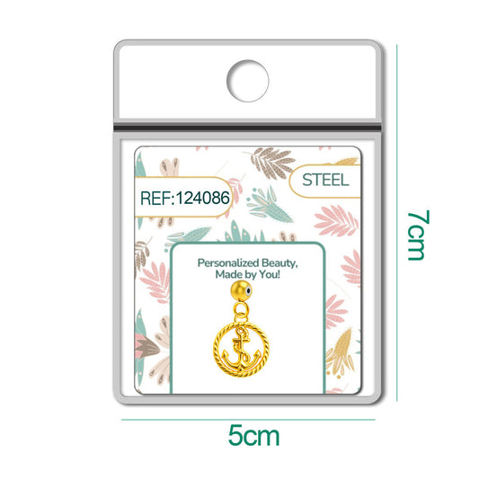 CHARM Acero Dorado Chapado Oro 14 K-con Bola de Goma - cotigo