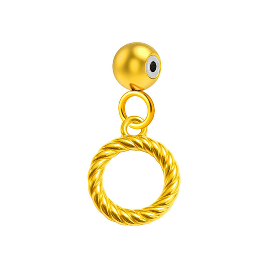 CHARM Acero Dorado Chapado Oro 14 K-con Bola de Goma