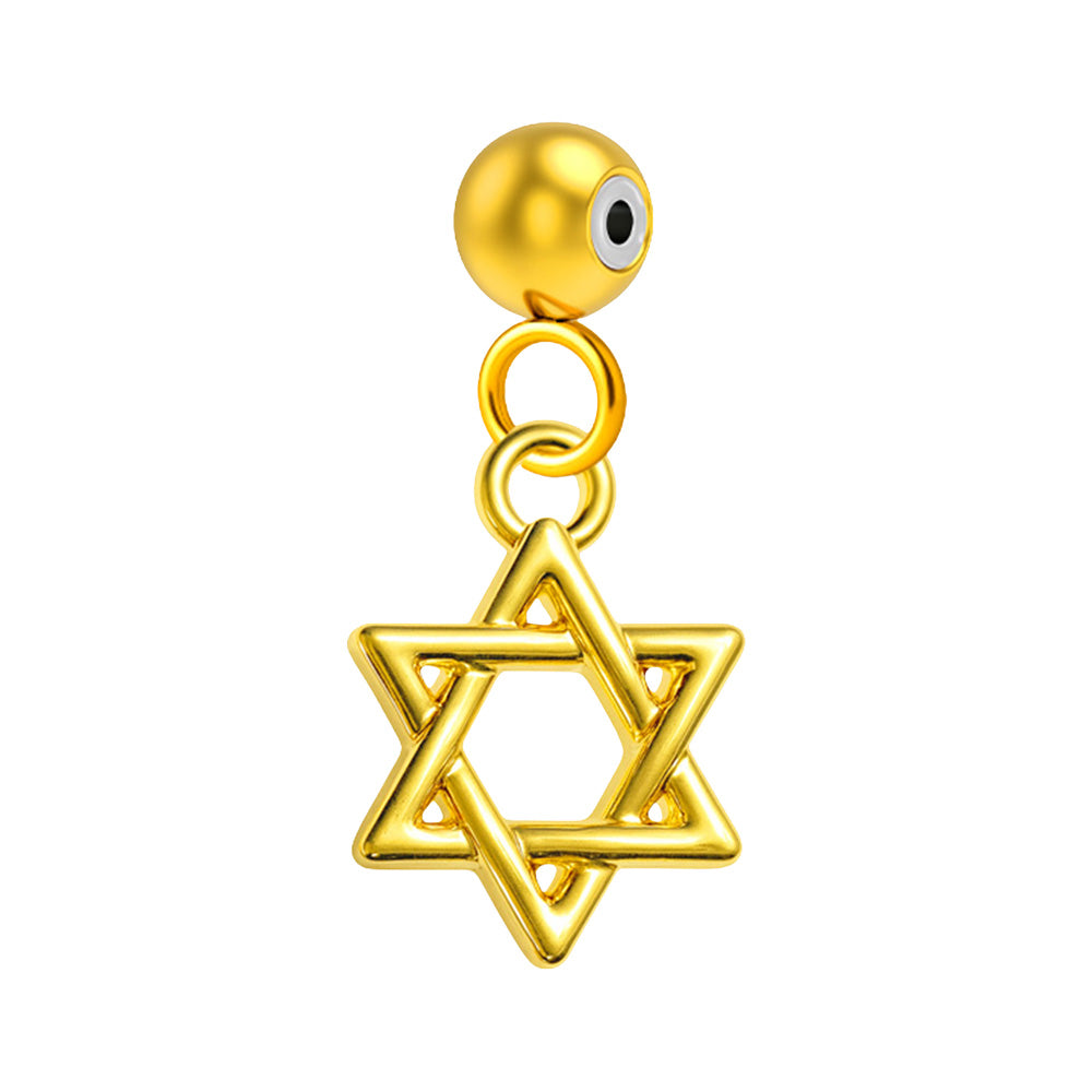 CHARM Acero Dorado Chapado Oro 14 K-con Bola de Goma