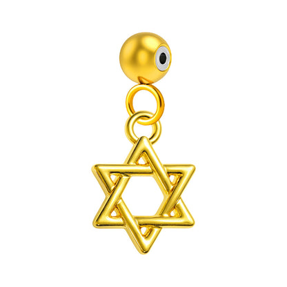 CHARM Acero Dorado Chapado Oro 14 K-con Bola de Goma