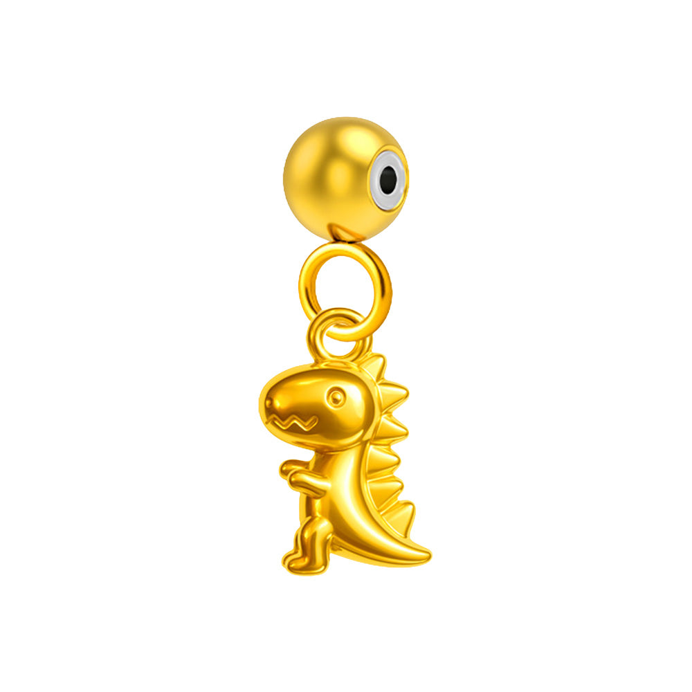 CHARM Acero Dorado Chapado Oro 14 K-con Bola de Goma