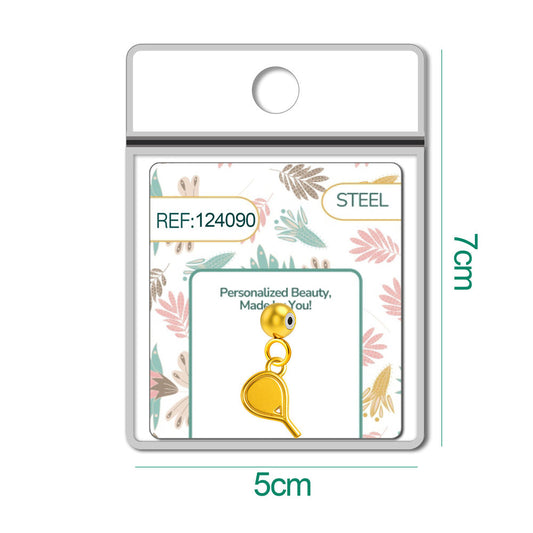 CHARM Acero Dorado Chapado Oro 14 K-con Bola de Goma - cotigo