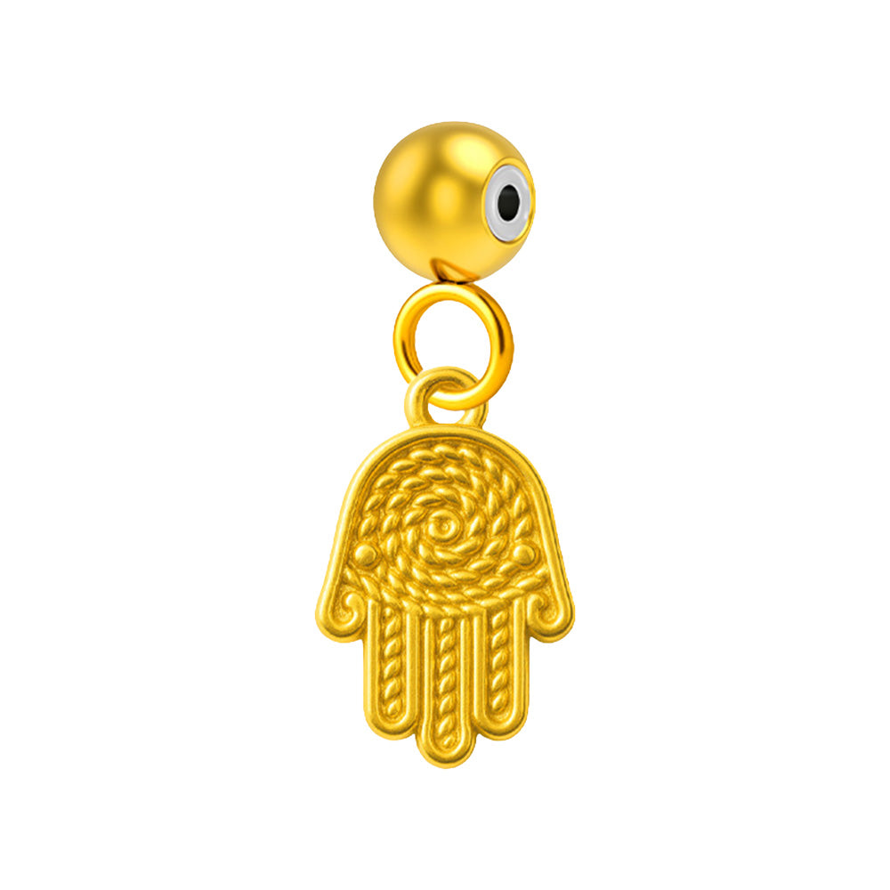 CHARM Acero Dorado Chapado Oro 14 K-con Bola de Goma