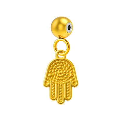 CHARM Acero Dorado Chapado Oro 14 K-con Bola de Goma