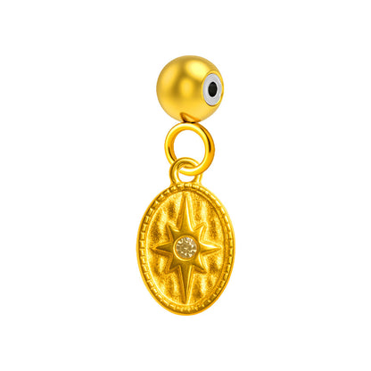 CHARM Acero Dorado Chapado Oro 14 K-con Bola de Goma