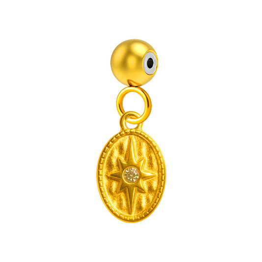 CHARM Acero Dorado Chapado Oro 14 K-con Bola de Goma