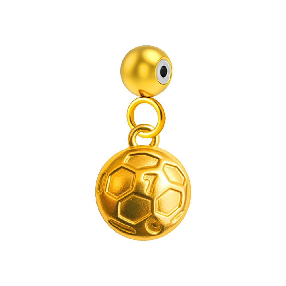 CHARM Acero Dorado Chapado Oro 14 K-con Bola de Goma