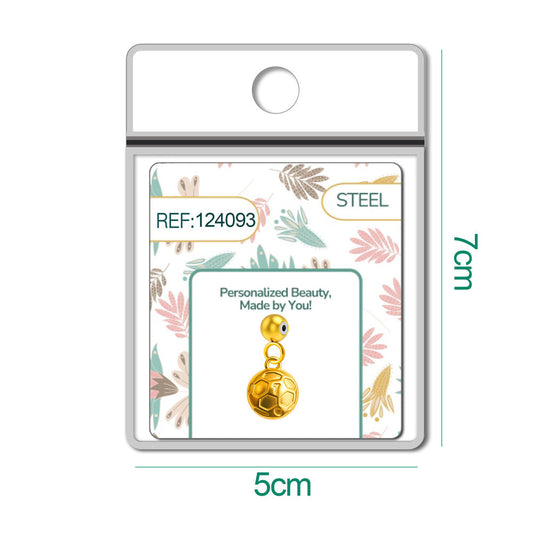 CHARM Acero Dorado Chapado Oro 14 K-con Bola de Goma - cotigo