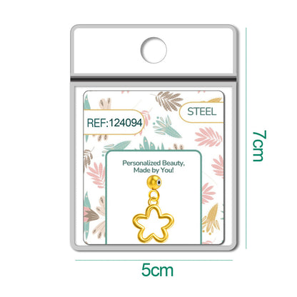 CHARM Acero Dorado Chapado Oro 14 K-con Bola de Goma