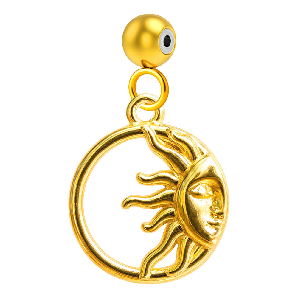 CHARM Acero Dorado Chapado Oro 14 K-con Bola de Goma