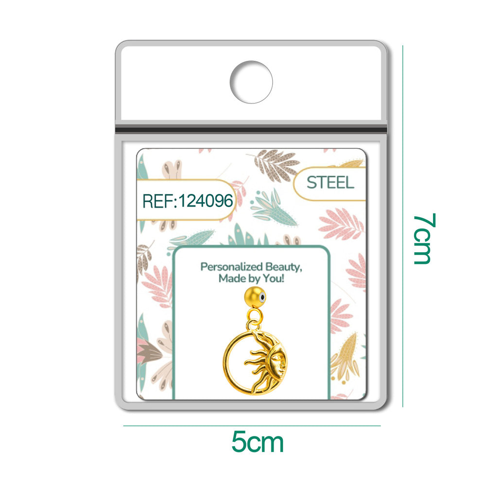 CHARM Acero Dorado Chapado Oro 14 K-con Bola de Goma