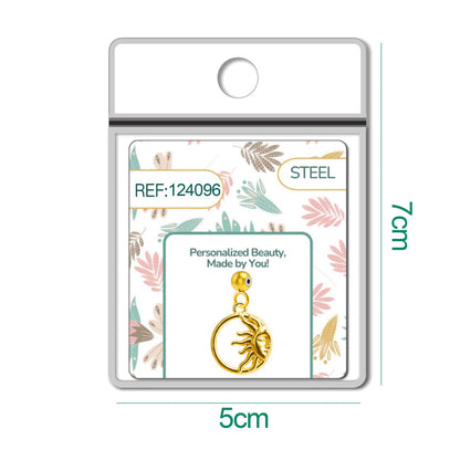 CHARM Acero Dorado Chapado Oro 14 K-con Bola de Goma